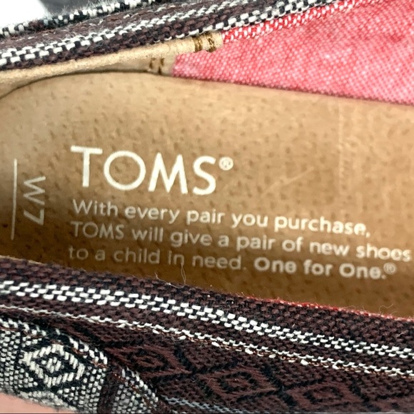 TOMS Calypso Tribal Aztec Boho Print Open Peep Toe Wedge Shoes Women's Size 7 - Picture 7 of 7